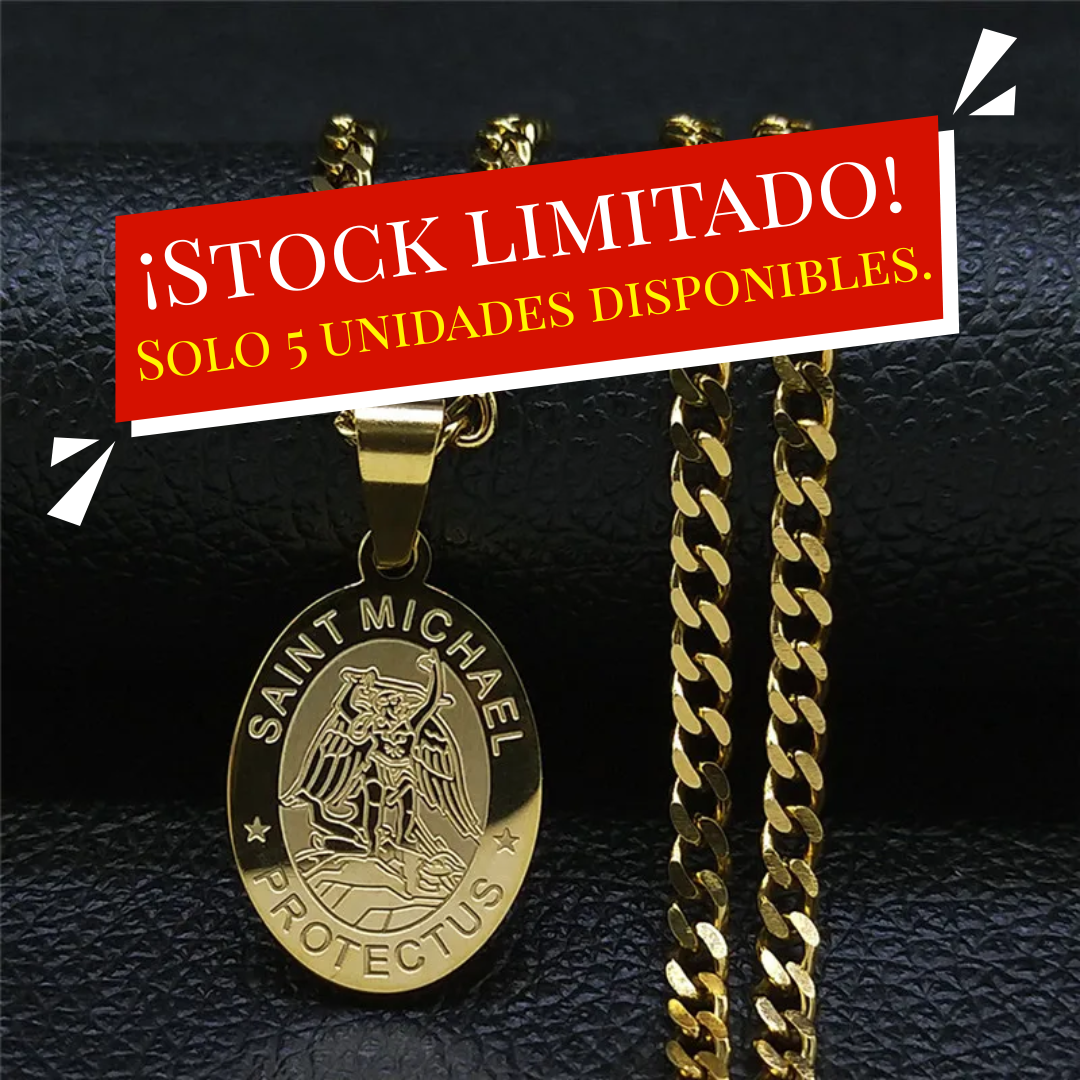 Collar Protector de San Miguel Arcángel – Poder Divino en Cadena Dorada