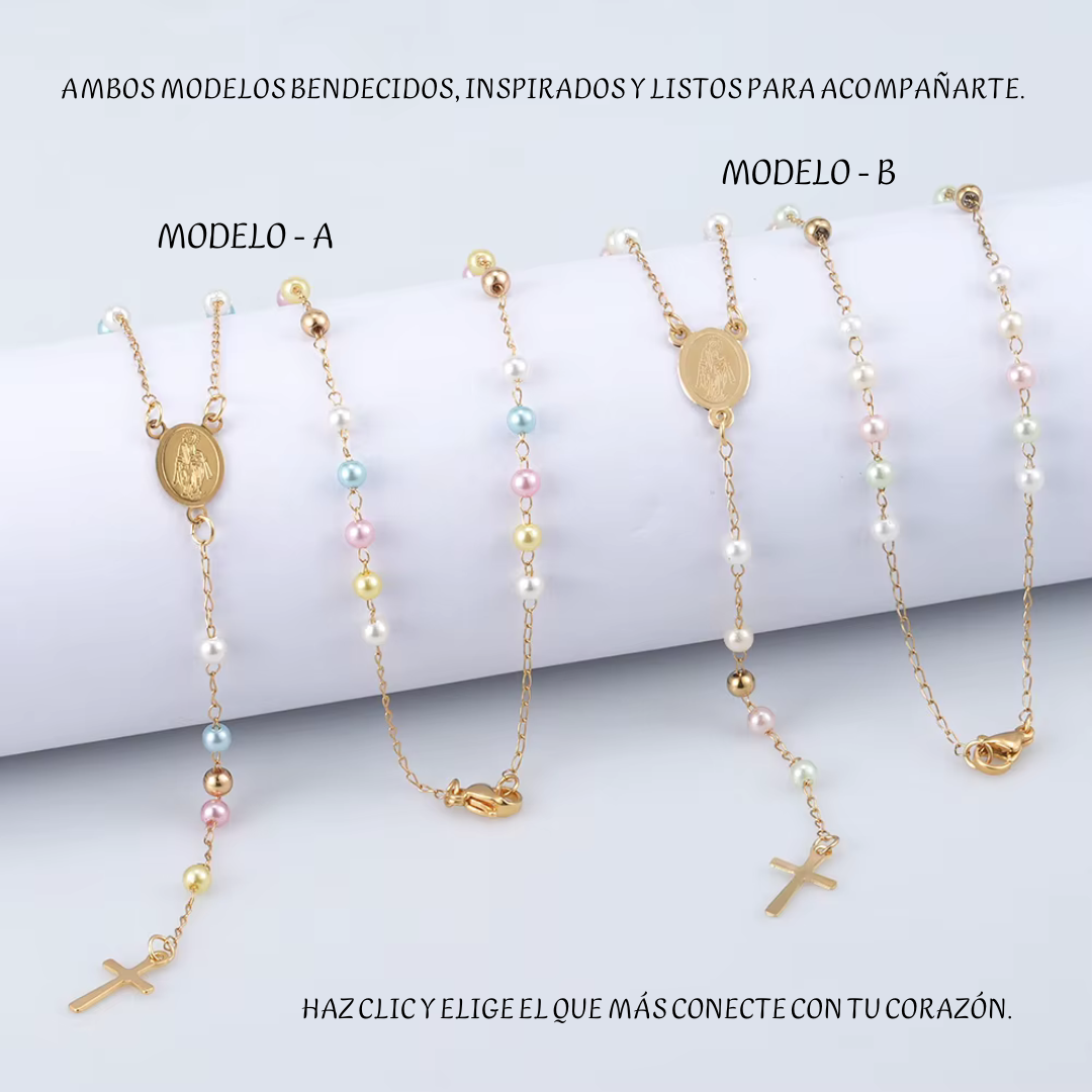 ✨ Collar Rosario de Luz Divina – Ideal para jóvenes de fe y esperanza