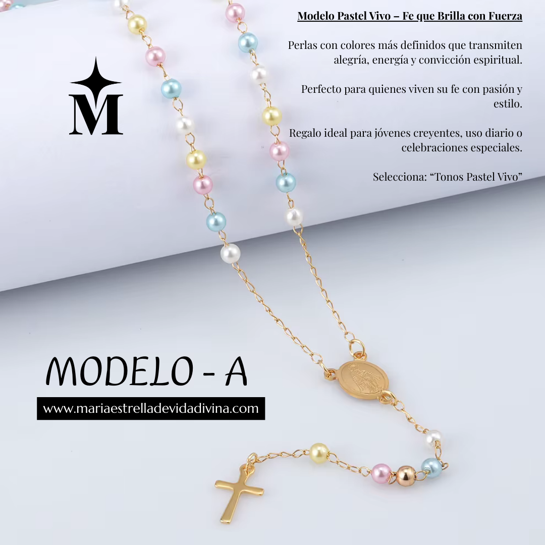 ✨ Collar Rosario de Luz Divina – Ideal para jóvenes de fe y esperanza